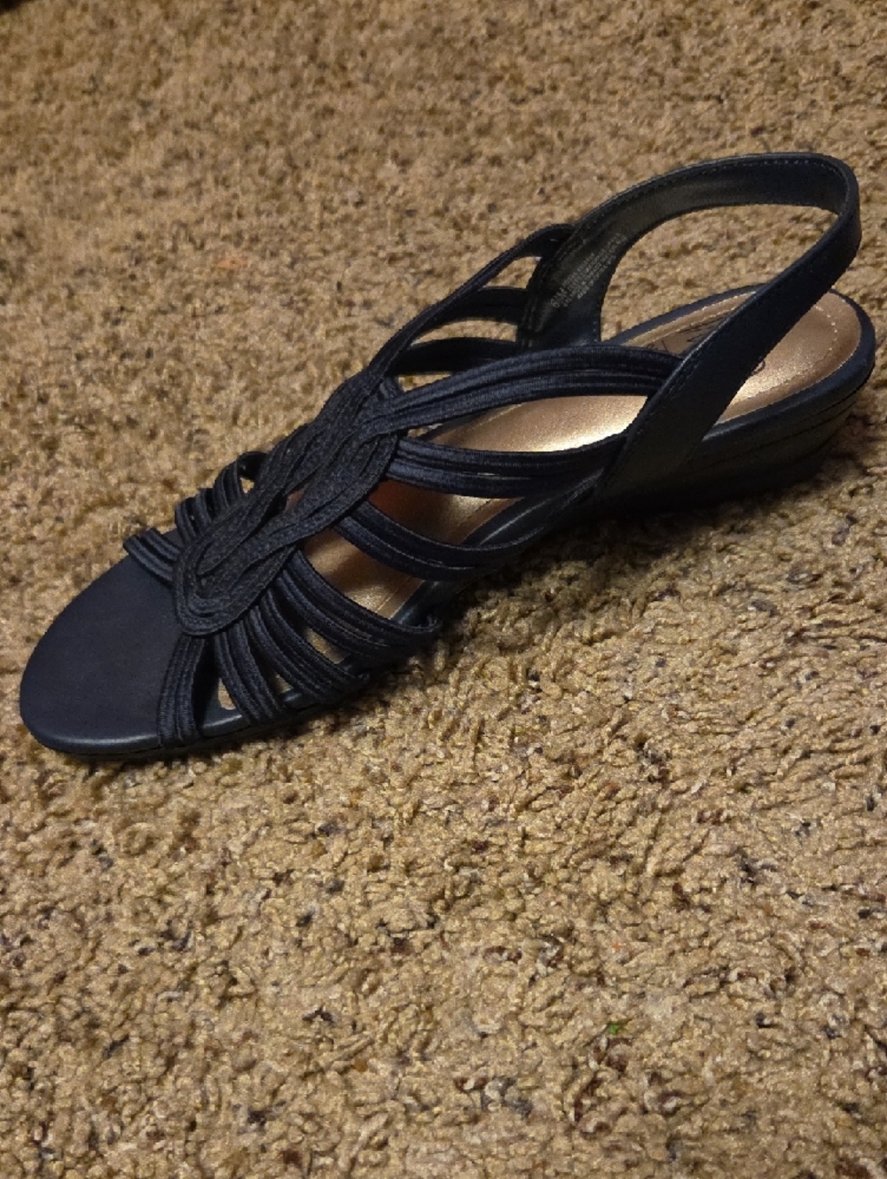 Impo Navy Blue Strappy Elastic Slingback Sandals - Picture 3 of 5